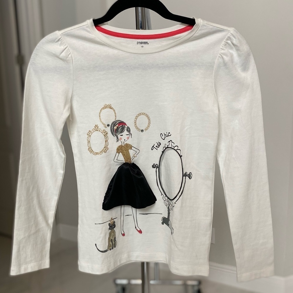 Gymboree Tres Chic white long sleeve shirt size 10 girly